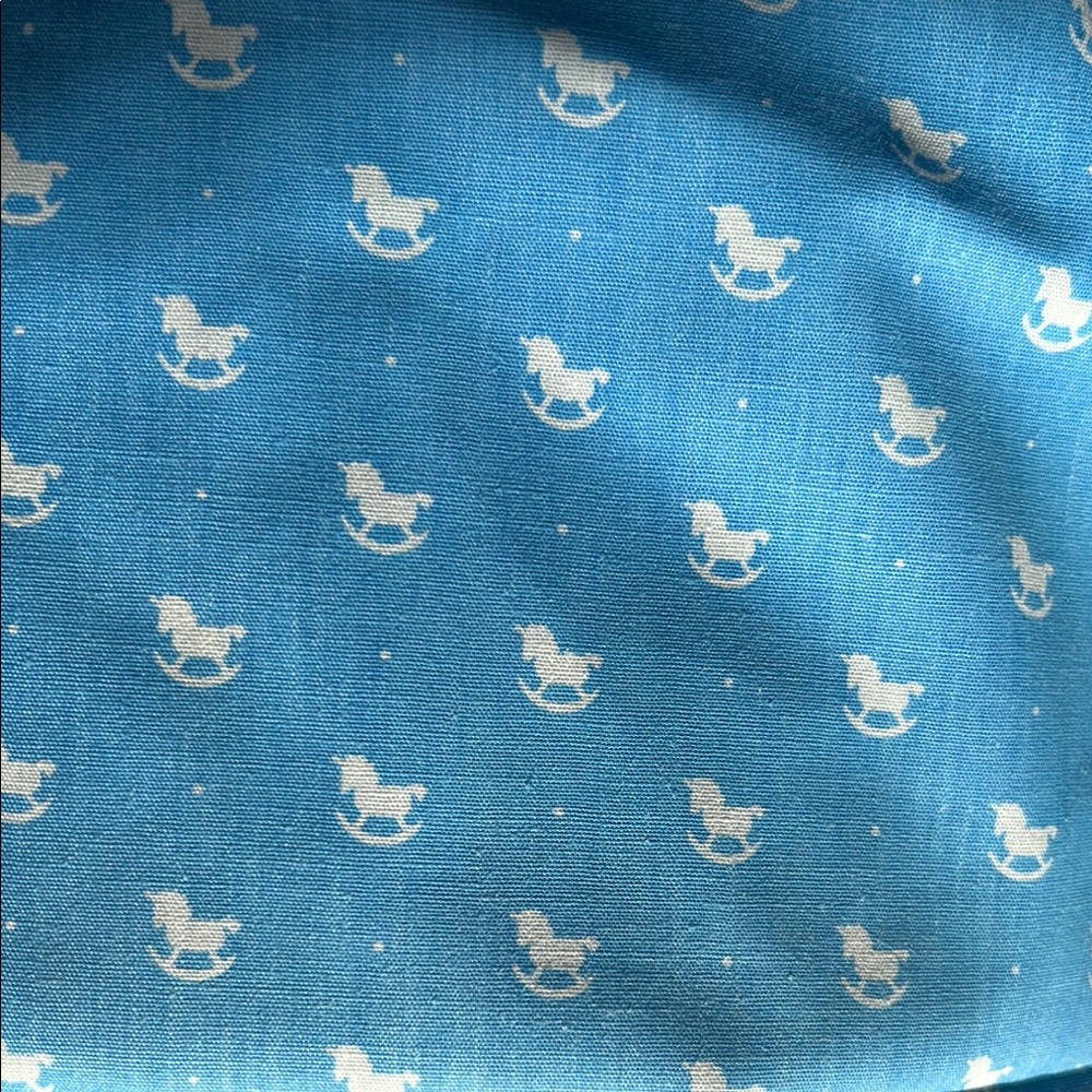 Blue and White Rocking horse Patterned Cotton Fabric 1 yard and 16”, 44” wide
